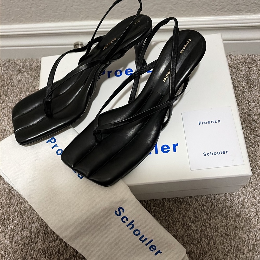 Proenza Schouler Black Leather Strappy Sandals - Picture 6 of 8